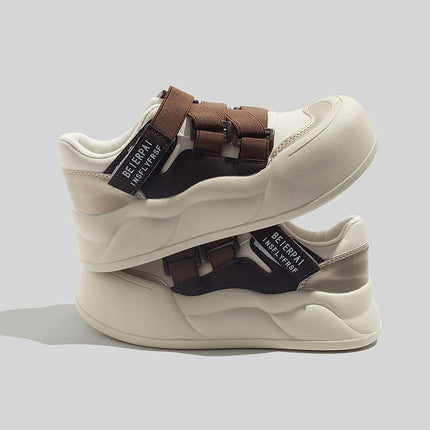 Bell Cold-Adhesive White Sneakers with Velcro Straps, Casual Women's Shoes, Fashionable and Versatile, 2026 Spring New Thick-Soled Shoes