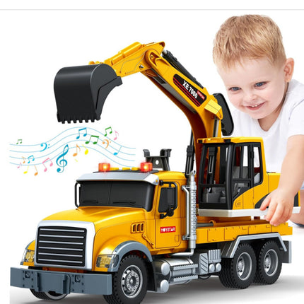 Cross-border simulation trailer toy inertia flat rescue large engineering car boy road transport toy car wholesale