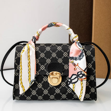 Ladies Bags Simple Printed Small Bag 2024 Korean-style Casual All-match Shoulder Bag Printed Scarf Handbag