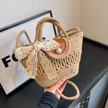 Handmade Seaside Woven Handbag, Popular Ins Style Straw Bag, Niche Satchel Vegetable Basket, Beach Tote Bag