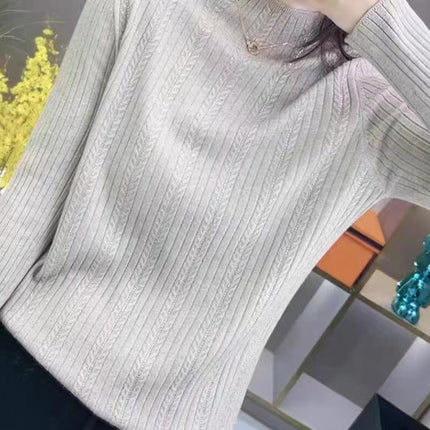 Spring and Autumn New Style Diamond Half Turtleneck Sweater Pullover Wool Loose Versatile Sweater Western Style Bottoming Shirt Wholesale