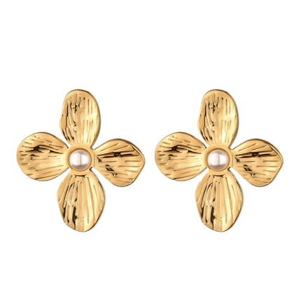 European and American retro style niche exquisite high-grade stainless steel earrings bud design petal does not fade earrings women