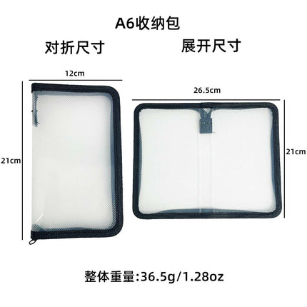 A6 Twill Transparent Storage Bag Cut Film Sticker Storage Bag Hand Account Material Solid Color Simple Fresh Pencil Bag Large Capacity