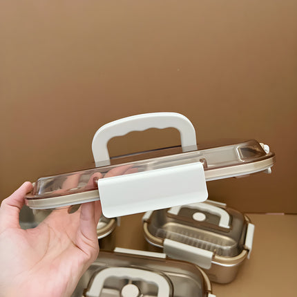304 Stainless Steel Preservation Box Food Sealed Lunch Box for Microwave Lunch Box Large Capacity Square with Handler
