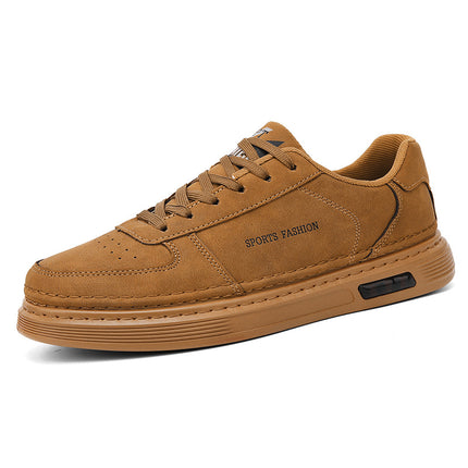 Fashion White Shoes Spring and Autumn Casual Sports Board Shoes Solid Color Men's Shoes Genuine Leather Trendy Plain Board Four Seasons Lazy Shoes