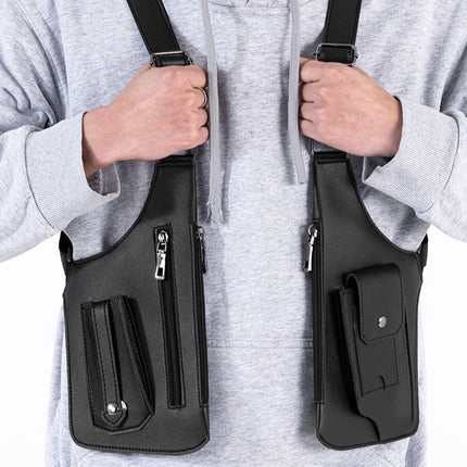 Factory Leather Strap Armpit Shoulder Bag for Men and Women Outdoor Square Bag Multifunctional Tactical Vest Mobile Phone Bag