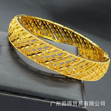 24K Gold Dubai Stereo Carved Buckle Bracelet Non-Fading Women's Middle East Dubai Jewelry Vietnamese Sand Gold Bracelet