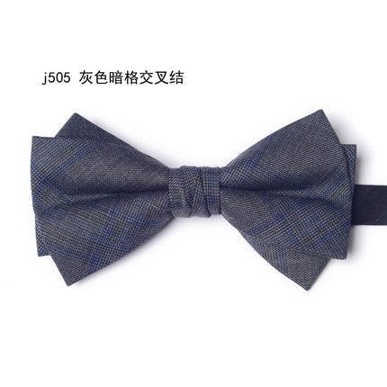 Imitation Horn Black Bow Tie Men's Formal Banquet Wedding Groom and Best Man High-End Velvet Pure Color Bow Tie for Women