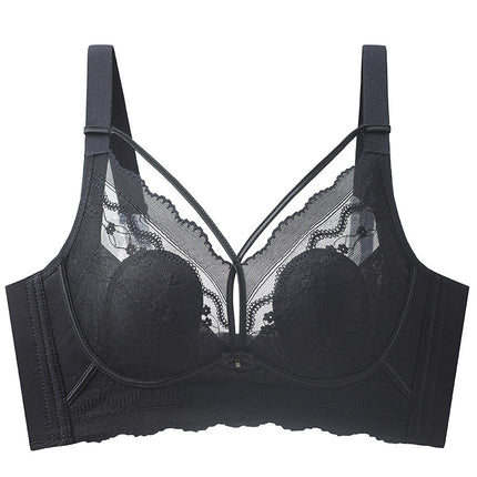Sexy Ultra-thin Rabbit Ears Lace Crystal Cup Thin Bra Push-up Breathable Large Chest Small Adjustable Women's Underwear