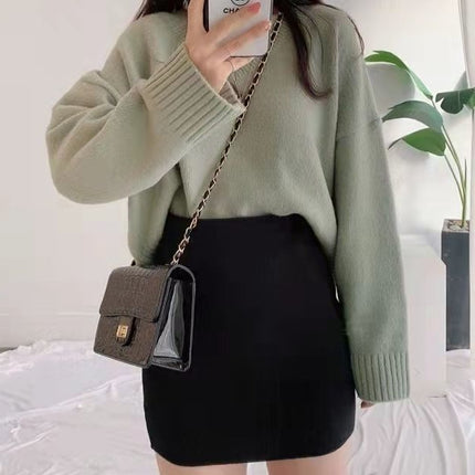 Black Woolen Skirt for Women in Autumn and Winter New Versatile Slimming Look One-Step Skirt Slim Wrap Skirt High Waist Hip Short Skirt