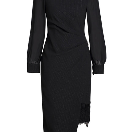 Zhilike Red Irregular Bodycon Wrap Dress, High-End Luxury Lace Patchwork Dress That Accentuates the Figure, Spring Collection