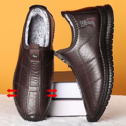 Men's Cotton Shoes Cross-Border Polyurethane Men's Shoes Large Size Warm Short Boots Shallow Mouth Comfortable Cotton Boots Fleece-Lined Thickened Boots Men's Style