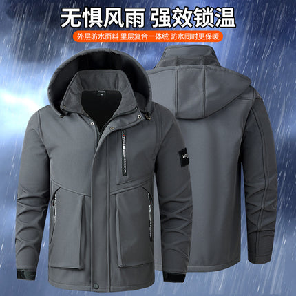 Winter Fleece Suit Workwear, Warm and Temperature-Locking, Windproof and Cold-Resistant Soft Shell Jacket, Workwear, Labor Protection Clothing