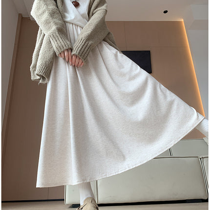 Black Glutinous Rice Skirt for Women 2025 Spring & Fall New Style Small High-Waisted A-Line Skirt Long Skirt Autumn and Winter Draped Skirt