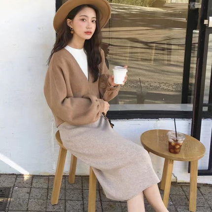 Autumn New Slim Knitted Skirt Mid-length Hip Skirt Skirt Women's Elegant Slim-fit Straight Step Skirt