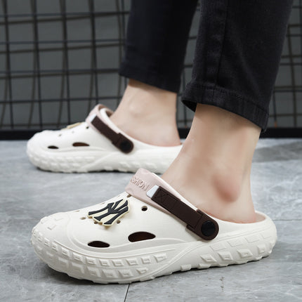 Croc Shoes Men's Soft Summer Non-Smell Non-Sound Outer Wear Non-Slip Anti-Odor Thick-Soled Sandals Breathable Soft Wear-Resistant Clogs
