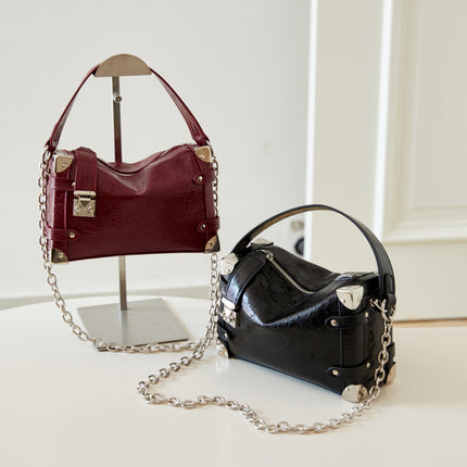 Chanel Style Chain Hand Bag 2024 Retro Square Soft Box Bag Genuine Leather Pillow Bag Shoulder Crossbody Women's Bag