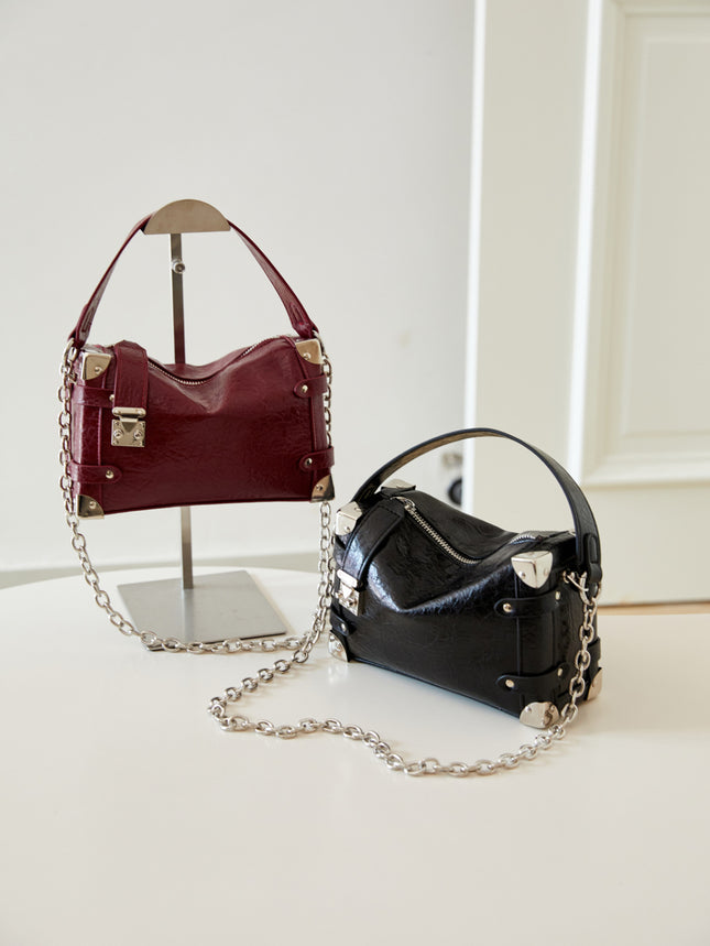 Chanel Style Chain Hand Bag 2024 Retro Square Soft Box Bag Genuine Leather Pillow Bag Shoulder Crossbody Women's Bag