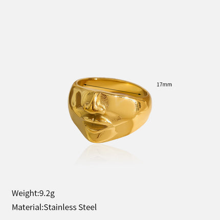 European and American Cross-Border Geometric Irregular Rings Retro Fashion Texture Furnace Vacuum Gold-Plated Ring Index Finger Ring Wholesale