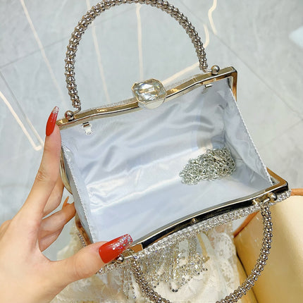 New Cross-Border Hot-Selling Women's Bags, Light Luxury Tassel Evening Bags, Women's Handbags, High-End Full-Diamond Handbags