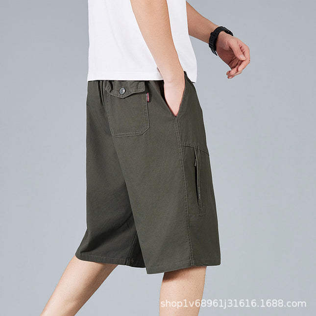Zorochilde Capri Pants Men's Summer Thin Shorts Pure Cotton Mid-length Pants Outer Wear plus size Workwear Pants Casual Loose