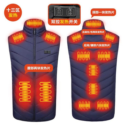 Winter New Cross-Border Heated Vest with Stand Collar, Heated Men's Vest, USB Smart Electric Heating Vest for Men