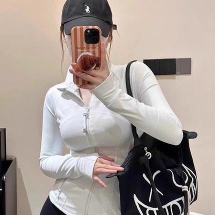 Lu's Spring Yoga Wear Defina Stand Collar Jacket Top Women's Sports Slimming Look Brushed Jacket