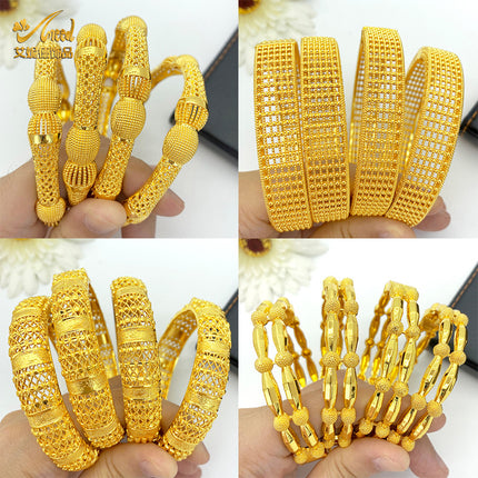 European and American live cross-border hot gold bracelet Dubai African bridal wedding open gold-plated bracelet factory wholesale
