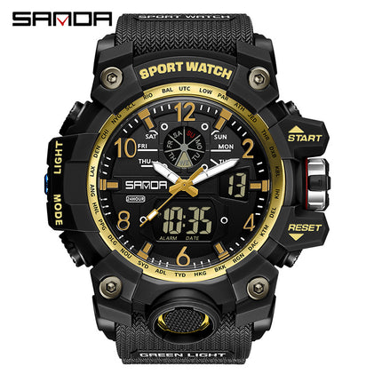Sanda Hot-Selling Watch Korean Version Student Party Multi-Functional Waterproof Alarm Clock Electronic Watch Cool Dual Display Luminous Sports Watch