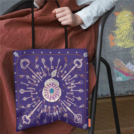 K-Style of the New Key Pattern Women's Fashion Shoulder Bag Hand-Held Cloth Bag Large Capacity Book Bag Student Canvas Bag
