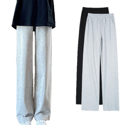 Gray Women's Summer Thin Narrow Version 2025 New High-Waisted Petite Sweatpants Casual Straight Wide-Leg Pants
