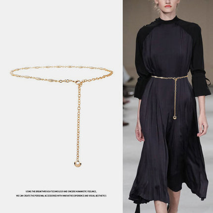 Korean-style High-end Metal Rhinestone Waist Chain for Women Decoration Summer Elegant Accessories dress Chanel Style Chain Belt