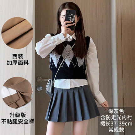 Gray Coffee Pleated Skirt, High-Waisted, Wrinkle-Resistant, Slimming, Plus Size, Jk Uniform, New Trendy Half Skirt, Jk Skirt for School