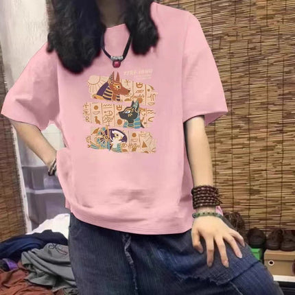 2025 New Fashion Brand Pure Cotton Short-sleeved T-shirt Women's Summer Explosions American-style plus size Women's Loose Shoulder Half Sleeve