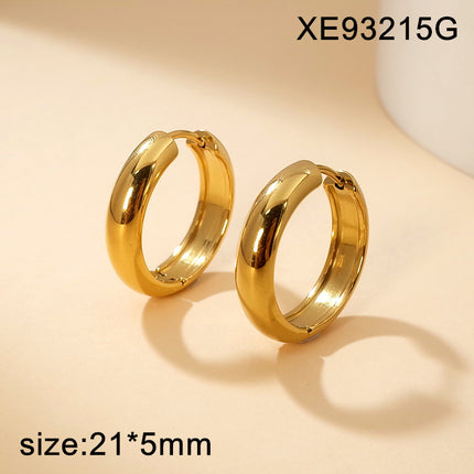 Hot-Selling Titanium Steel Simple Polished Minimalist Earrings, Light Luxury, High-End Fashion, Large Hoops, Versatile Earrings for Men and Women