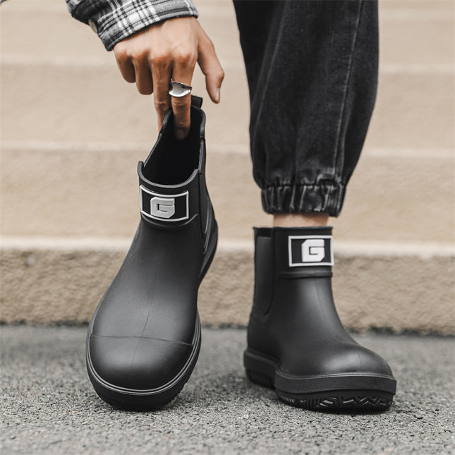 Cross-border Mid-barrel Rain Boots Men's Outdoor All-match Waterproof Fishing Shoes Couple's Camping Rain Boots Non-slip Wear-resistant Kitchen Shoes