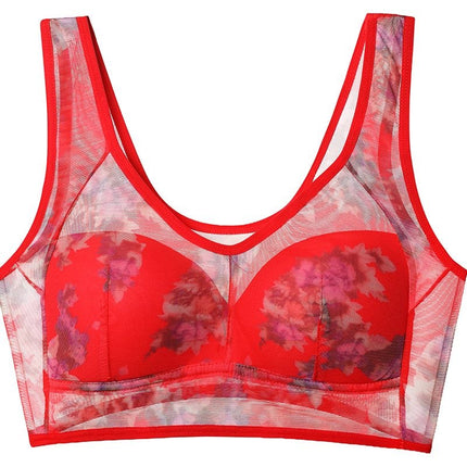 Cross-Border Large Bowl Large Version Quality Version Middle-Aged and Elderly Underwear Spring and Summer Nude Bra Seamless Lace Push-Up Beautiful Back Plus