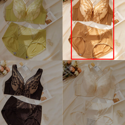 Outer expansion bra plus size thin Cup underwear soft steel ring anti-drooping adjustable small bra comfortable breathable four breasted