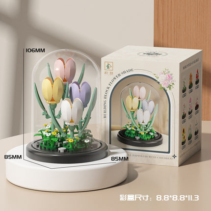 Compatible with Lego Forever Flower Sunflower Rose Fleshy Potted Plants Assembled Building Blocks Toy Valentine's Day Gift for Girls