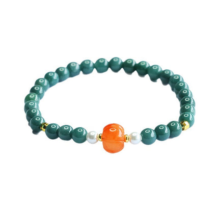 Guan Yu Natural Grade a Jadeite Blue Water Bracelet Golden Silk Jade Bracelet Live Broadcast Temple Hot Sale Wholesale S5070602