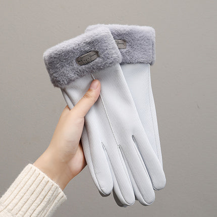 Warm Gloves Women's fleece-lined Thickened Windproof Cold-proof Outdoor Riding Driving Touch Screen Skin-sensitive Autumn and Winter Gloves