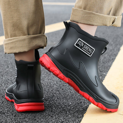 Japanese-Style Gray Rubber Sole Anti-Fouling Short Men's Rain Boots Integrated Waterproof Men's Shoes Outdoor Rain Boots Glue Shoes Men