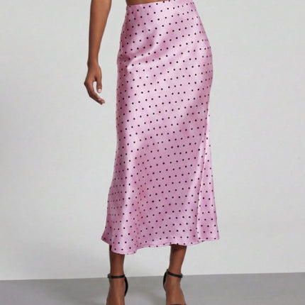In-Stock Cross-Border Women's Clothing Wholesale European and American Style Elegant Satin Midi Skirt Slimming and Flowy