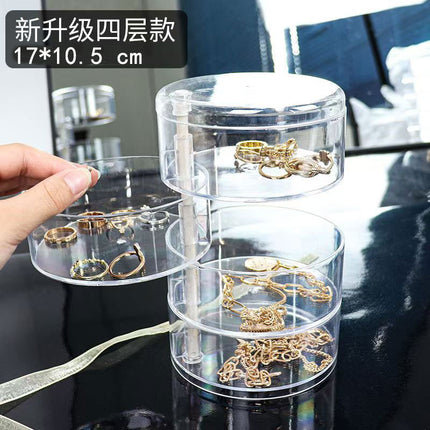 Desktop Storage Box Earrings Hairpin Jewelry Cosmetics Jewelry Multifunctional Sundries Transparent Rotating Storage Box