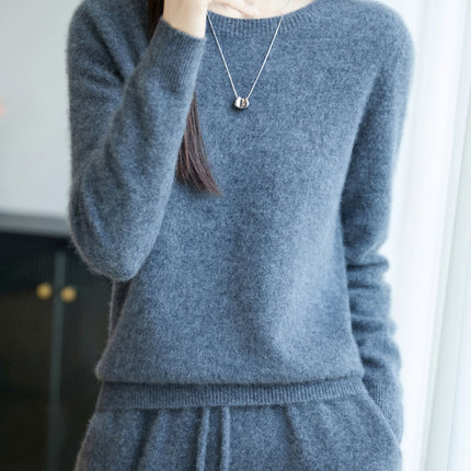 First-Line Ready-To-Wear 100% Pure Wool Round Neck Knitwear Women's New Autumn and Winter Seamless Knitwear Slimming Look Versatile Knitwear