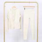 Albumin hooded stamped jacket cropped pants suit / 2/S