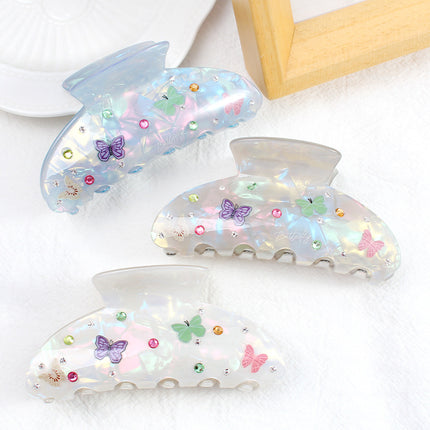 Baoguang spring and summer jewelry butterfly printing super fairy with diamond clip acrylic hair accessories girl simple hair clip