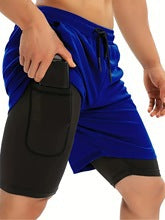 Cross-border European and American Size in stock Fitness Loose Quick-drying Running Ball Sports Mesh Double-layer Fake Two-piece Shorts