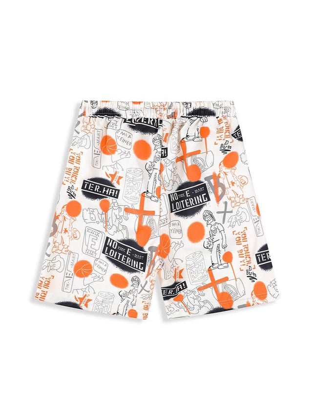 Trendy Printed Shorts for Men and Women, Summer Ice Silk Cool Casual Knee-Length Shorts, Youth Straight Beach Shorts