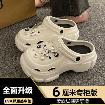 New Fashion Platform Cave Shoes Women's Thick Bottom Increased Anti-slip Internet-famous Cute Beach Sandals for Summer